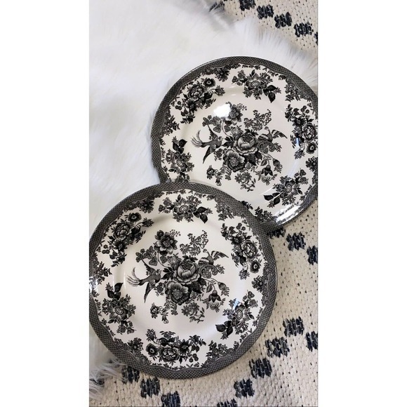 Royal Stafford ASIATIC PHEASANT BLACK 11" Dinner Plates England Pottery - Picture 1 of 3